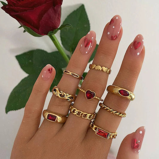 Product title is Heart  Finger Rings Set Women