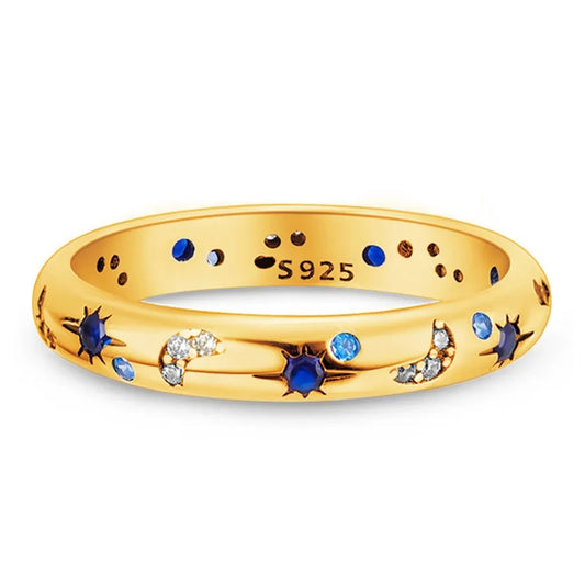Silver Colour Ring Golden Shining - Bijoux Art