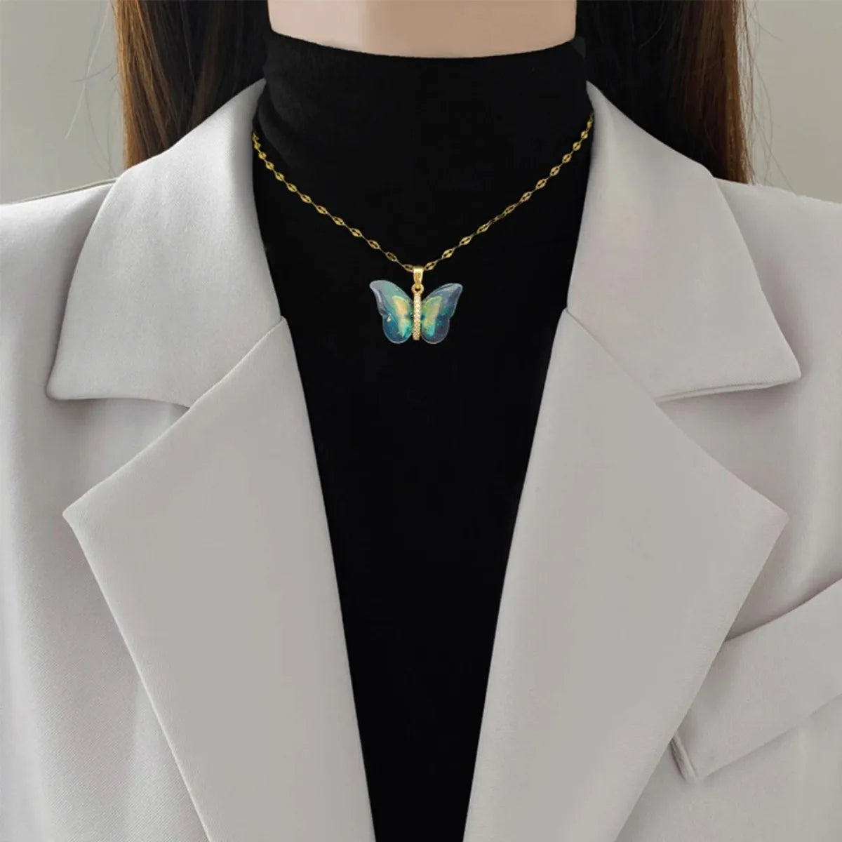 Elegant butterfly pendant necklace